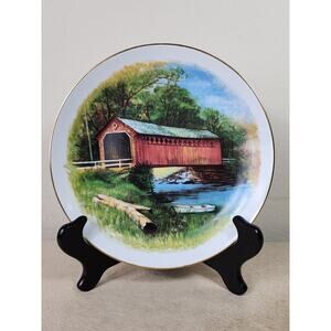 Country Living Legacy Plate Collector Wall Decor Porcelain 8 1/2" Gold Trim Vtg